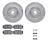 7512-27123 Drilled/Slotted Brake Rotors w/5000 Advanced Brake Pads Kit & Hardware [Silver], 1983-1987 Volvo, Position: Front - image 1