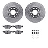 7512-27153 Drilled/Slotted Brake Rotors w/5000 Advanced Brake Pads Kit & Hardware [Silver], 1998-2004 Volvo, Position: Front - image 1