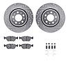 7512-27173 Drilled/Slotted Brake Rotors w/5000 Advanced Brake Pads Kit & Hardware [Silver], 1998-2004 Volvo, Position: Front - image 1