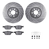 7512-27281 Drilled/Slotted Brake Rotors w/5000 Advanced Brake Pads Kit & Hardware [Silver], 2003-2014 Volvo, Position: Front - image 1