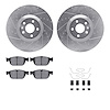 7512-27287 Drilled/Slotted Brake Rotors w/5000 Advanced Brake Pads Kit & Hardware [Silver], Fits Select Multiple Makes/Models, P