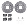 7512-28002 Drilled/Slotted Brake Rotors w/5000 Advanced Brake Pads Kit & Hardware [Silver], 1980-1989 Peugeot, Position: Front - image 1