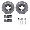 7512-31006 Drilled/Slotted Brake Rotors w/5000 Advanced Brake Pads Kit & Hardware [Silver], 1977-1983 BMW, Position: Front - image 1