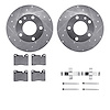 7512-31011 Drilled/Slotted Brake Rotors w/5000 Advanced Brake Pads Kit & Hardware [Silver], 1976-1976 BMW, Position: Front - image 1