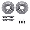 7512-31013 Drilled/Slotted Brake Rotors w/5000 Advanced Brake Pads Kit & Hardware [Silver], 1982-1989 BMW, Position: Rear - image 1