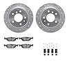7512-31014 Drilled/Slotted Brake Rotors w/5000 Advanced Brake Pads Kit & Hardware [Silver], 1981-1986 BMW, Position: Rear - image 1