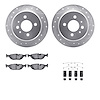 7512-31017 Drilled/Slotted Brake Rotors w/5000 Advanced Brake Pads Kit & Hardware [Silver], 1984-1991 BMW, Position: Rear - image 1