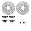 7512-31020 Drilled/Slotted Brake Rotors w/5000 Advanced Brake Pads Kit & Hardware [Silver], 1987-1992 BMW, Position: Rear - image 1