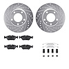 7512-31021 Drilled/Slotted Brake Rotors w/5000 Advanced Brake Pads Kit & Hardware [Silver], 1988-1991 BMW, Position: Front - image 1