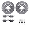 7512-31023 Drilled/Slotted Brake Rotors w/5000 Advanced Brake Pads Kit & Hardware [Silver], 1989-1995 BMW, Position: Rear - image 1