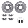 7512-31025 Drilled/Slotted Brake Rotors w/5000 Advanced Brake Pads Kit & Hardware [Silver], 1988-1991 BMW, Position: Rear - image 1
