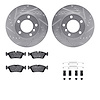 7512-31026 Drilled/Slotted Brake Rotors w/5000 Advanced Brake Pads Kit & Hardware [Silver], 1991-1998 BMW, Position: Front - image 1