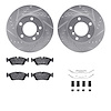 7512-31027 Drilled/Slotted Brake Rotors w/5000 Advanced Brake Pads Kit & Hardware [Silver], 1992-2006 BMW, Position: Front - image 1