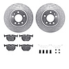7512-31031 Drilled/Slotted Brake Rotors w/5000 Advanced Brake Pads Kit & Hardware [Silver], 1991-2001 BMW, Position: Rear - image 1