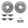 7512-31033 Drilled/Slotted Brake Rotors w/5000 Advanced Brake Pads Kit & Hardware [Silver], 1991-1995 BMW, Position: Rear - image 1
