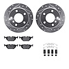 7512-31044 Drilled/Slotted Brake Rotors w/5000 Advanced Brake Pads Kit & Hardware [Silver], 1996-2000 BMW, Position: Rear - image 1