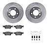 7512-31045 Drilled/Slotted Brake Rotors w/5000 Advanced Brake Pads Kit & Hardware [Silver], 1999-2008 BMW, Position: Front - image 1