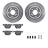 7512-31049 Drilled/Slotted Brake Rotors w/5000 Advanced Brake Pads Kit & Hardware [Silver], 2000-2006 BMW, Position: Rear - image 1
