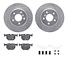 7512-31052 Drilled/Slotted Brake Rotors w/5000 Advanced Brake Pads Kit & Hardware [Silver], 2000-2006 BMW, Position: Rear - image 1
