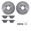 7512-31053 Drilled/Slotted Brake Rotors w/5000 Advanced Brake Pads Kit & Hardware [Silver], 2002-2006 BMW, Position: Rear - image 1