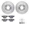 7512-31062 Drilled/Slotted Brake Rotors w/5000 Advanced Brake Pads Kit & Hardware [Silver], 2004-2010 BMW, Position: Front - image 1