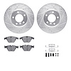 7512-31063 Drilled/Slotted Brake Rotors w/5000 Advanced Brake Pads Kit & Hardware [Silver], 2008-2010 BMW, Position: Front - image 1