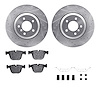 7512-31065 Drilled/Slotted Brake Rotors w/5000 Advanced Brake Pads Kit & Hardware [Silver], 2004-2010 BMW, Position: Rear - image 1