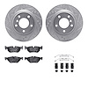 7512-31073 Drilled/Slotted Brake Rotors w/5000 Advanced Brake Pads Kit & Hardware [Silver], 2006-2013 BMW, Position: Rear - image 1