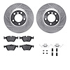 7512-31074 Drilled/Slotted Brake Rotors w/5000 Advanced Brake Pads Kit & Hardware [Silver], 2006-2006 BMW, Position: Front - image 1