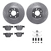7512-31075 Drilled/Slotted Brake Rotors w/5000 Advanced Brake Pads Kit & Hardware [Silver], 2007-2019 BMW, Position: Rear - image 1