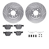 7512-31077 Drilled/Slotted Brake Rotors w/5000 Advanced Brake Pads Kit & Hardware [Silver], 2005-2008 BMW, Position: Rear - image 1