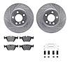 7512-31080 Drilled/Slotted Brake Rotors w/5000 Advanced Brake Pads Kit & Hardware [Silver], 2004-2010 BMW, Position: Front - image 1