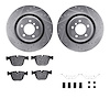 7512-31084 Drilled/Slotted Brake Rotors w/5000 Advanced Brake Pads Kit & Hardware [Silver], 2007-2008 BMW, Position: Rear - image 1