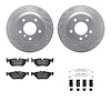 7512-31086 Drilled/Slotted Brake Rotors w/5000 Advanced Brake Pads Kit & Hardware [Silver], 2008-2013 BMW, Position: Rear - image 1