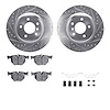 7512-31087 Drilled/Slotted Brake Rotors w/5000 Advanced Brake Pads Kit & Hardware [Silver], 2006-2015 BMW, Position: Rear - image 1