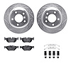 7512-31090 Drilled/Slotted Brake Rotors w/5000 Advanced Brake Pads Kit & Hardware [Silver], 2006-2015 BMW, Position: Rear - image 1