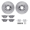 7512-31093 Drilled/Slotted Brake Rotors w/5000 Advanced Brake Pads Kit & Hardware [Silver], 2014-2019 BMW, Position: Front - image 1