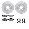 7512-31103 Drilled/Slotted Brake Rotors w/5000 Advanced Brake Pads Kit & Hardware [Silver], 2011-2016 BMW, Position: Rear - image 1
