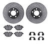 7512-31105 Drilled/Slotted Brake Rotors w/5000 Advanced Brake Pads Kit & Hardware [Silver], 2015-2018 BMW, Position: Rear - image 1