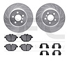 7512-31106 Drilled/Slotted Brake Rotors w/5000 Advanced Brake Pads Kit & Hardware [Silver], 2017-2021 BMW, Position: Rear - image 1