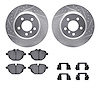 7512-31110 Drilled/Slotted Brake Rotors w/5000 Advanced Brake Pads Kit & Hardware [Silver], 2014-2016 BMW, Position: Rear - image 1
