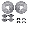 7512-31118 Drilled/Slotted Brake Rotors w/5000 Advanced Brake Pads Kit & Hardware [Silver], 2011-2016 BMW, Position: Rear - image 1