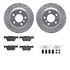 7512-31125 Drilled/Slotted Brake Rotors w/5000 Advanced Brake Pads Kit & Hardware [Silver], 2012-2018 BMW, Position: Rear - image 1
