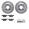 7512-31128 Drilled/Slotted Brake Rotors w/5000 Advanced Brake Pads Kit & Hardware [Silver], 2013-2020 BMW, Position: Rear - image 1