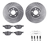 7512-31138 Drilled/Slotted Brake Rotors w/5000 Advanced Brake Pads Kit & Hardware [Silver], 2002-2006 BMW, Position: Front - image 1