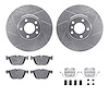 7512-31139 Drilled/Slotted Brake Rotors w/5000 Advanced Brake Pads Kit & Hardware [Silver], 2007-2018 BMW, Position: Front - image 1