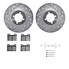 7512-31140 Drilled/Slotted Brake Rotors w/5000 Advanced Brake Pads Kit & Hardware [Silver], 1969-1976 BMW, Position: Front - image 1