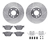 7512-31142 Drilled/Slotted Brake Rotors w/5000 Advanced Brake Pads Kit & Hardware [Silver], 2007-2014 BMW, Position: Front - image 1