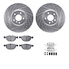 7512-31143 Drilled/Slotted Brake Rotors w/5000 Advanced Brake Pads Kit & Hardware [Silver], 2008-2014 BMW, Position: Front - image 1
