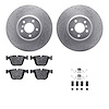 7512-31145 Drilled/Slotted Brake Rotors w/5000 Advanced Brake Pads Kit & Hardware [Silver], 2010-2014 BMW, Position: Rear - image 1